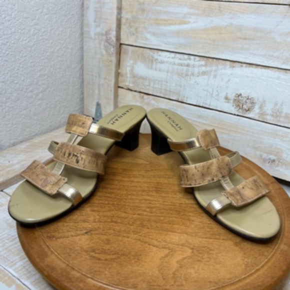 Hannah Womens Ridge Slide Sandals Block Heels Shoes Brown Slip On‎ Cut Out 10 M - Picture 11 of 12